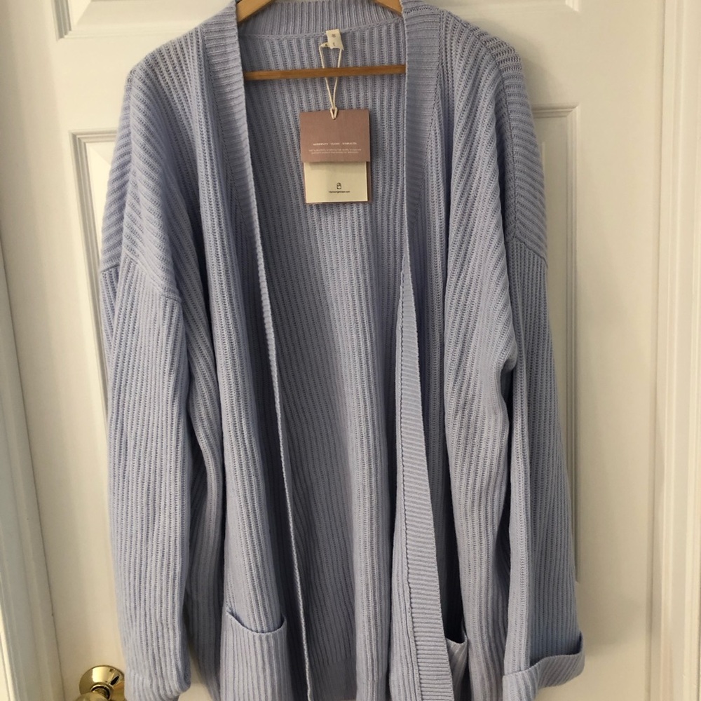 Women's Light Blue Open Front Sweater